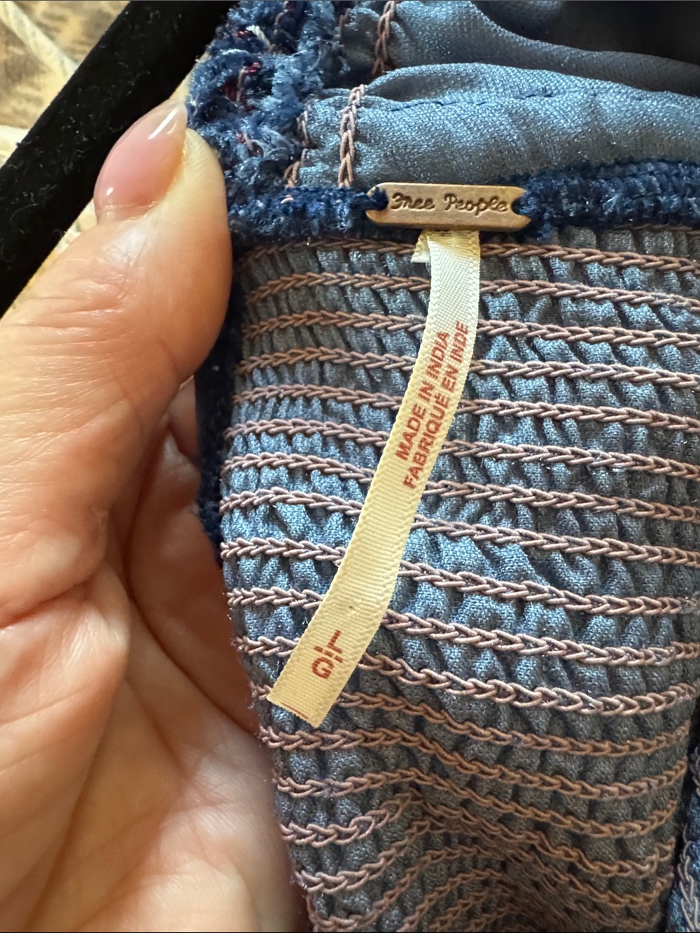 Free People Blue and Velvet Smocked Mini Dress - Picture 10 of 10
